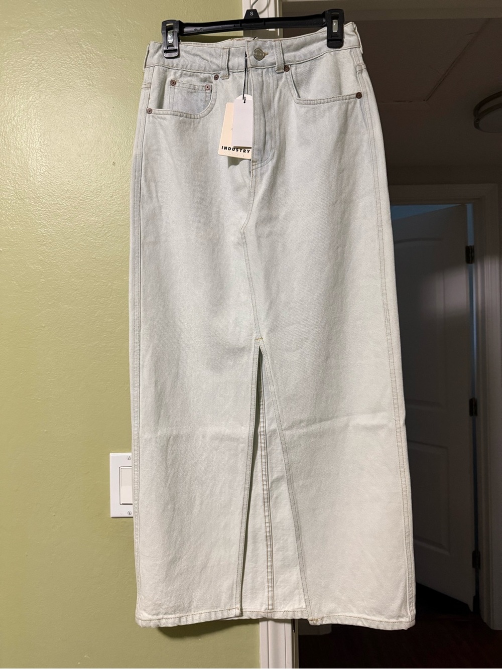 Industry Pale Light Blue Maxi Denim Skirt with Front Slit